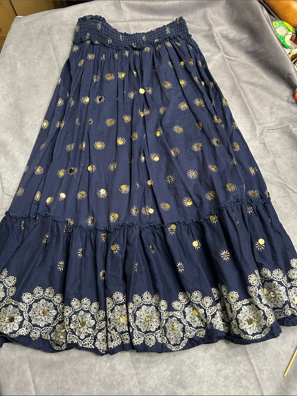 Justice Boho Style Navy Floral Print Maxi Skirt - Girls 12